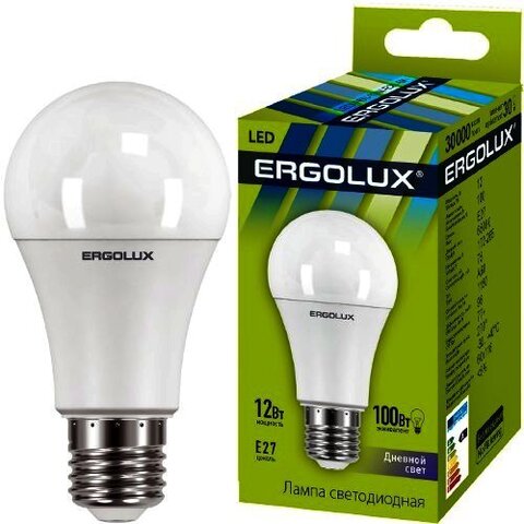 Лампа Ergolux LED-A60-12W-E27-6K (дневной свет)