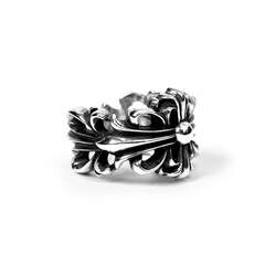 50814-razemnoe-kolco-double-floral-ring-chrome-hearts-iz-serebra