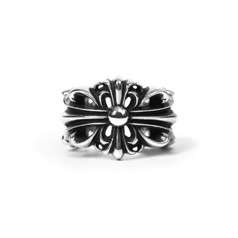 50814-razemnoe-kolco-double-floral-ring-chrome-hearts-iz-serebra