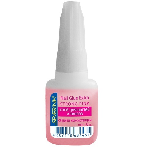 Severina Клей для ногтей и типсов средней консистенции розовый с кисточкой(розовый), 10 г