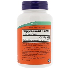 Now Foods, Цинк, 50 мг, 250 таблеток