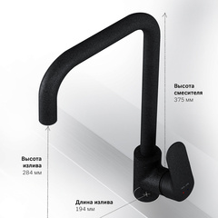 Смеситель для кухни с G-образным изливом, черный, AM.PM Like - F8006022