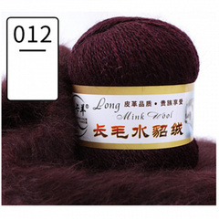 Пряжа "Норка" длинноворсовая, Пух норки-90 % Полиамид-10 %, тёмный бордовый