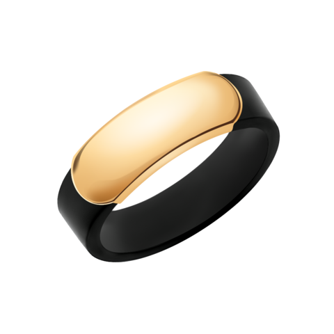 10668к -Каучуковое кольцо со вставкой из золота 585 пробы