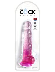 Розовый фаллоимитатор с мошонкой на присоске 8’’ Cock with Balls - 22,2 см. - 