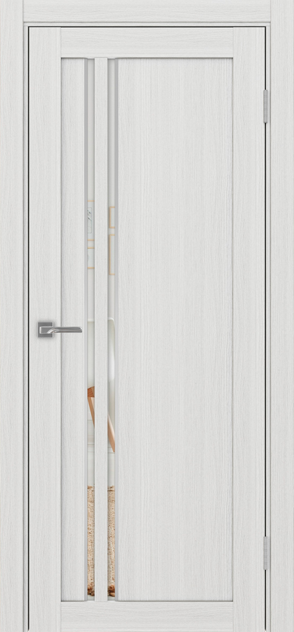 Дверь межкомнатная Оптима Порте Турин 525.121 АПС молдинг SC, цвет серебристый ясень, экошпон, зеркало