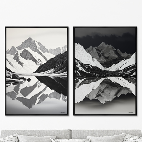 ArtNoMore - Набор из 2-х репродукций картин на холсте Landscape Collection, Day and night, 2024г.