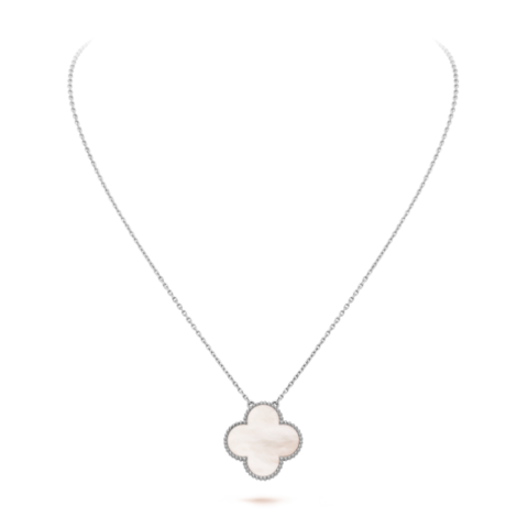 72219 - Колье Trendy из серебра с подвеской клевер с перламутром -1 мотив