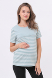 Футболка для беременных и кормящих 18072 голубой тофу полоска
