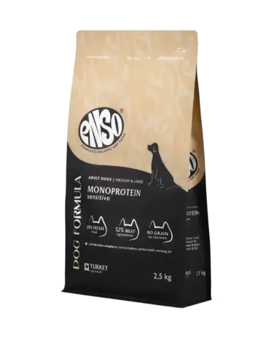 ENSO DF Monoprotein сухой корм для взрослых сред/круп собак индейка/шпинат 2,5 кг