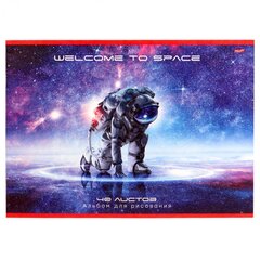 Альбом для рисования А4 40л., Проф-Пресс, скрепка,обложка офсет, блок офсет, 100г/м2, "Космонавт"