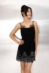 Платье из шелка с расшитым кружевом мини черное с серебром