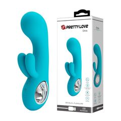 Бирюзовый вибратор Chris с клиторальным отростком - 15,4 см.