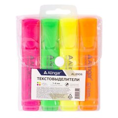 
          Набор текстовыделителей Alingar "Line", 4 цвета, корпус овал, скошенный, 1-4 мм, упаковка ПВХ с кнопкой, европодвес