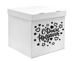 Наклейка, С Днем Рождения, сердца и звезды, 28*37 см, Черный, 1 шт.