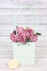 Сумка для цветов влагостойкая, Тиснение квадрат, Ментол, 13*15*11,5 см (Д*В*Ш), 1 шт.