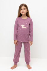 пижама  для девочки  К 1637/темная орхидея,сердечки и колокольчики