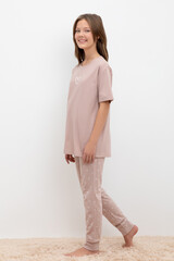 пижама  для девочки  КБ 2817/кофейный,воздушные сердечки