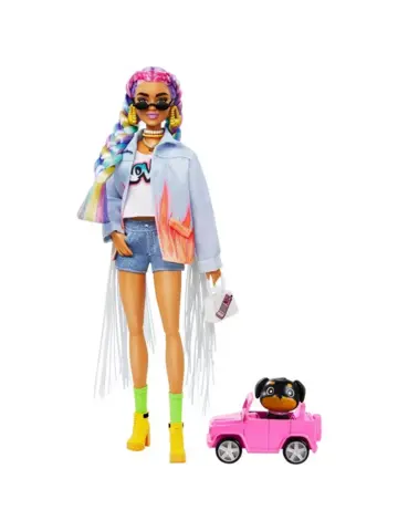 Кукла Барби Экстра с радужными косичками GRN29