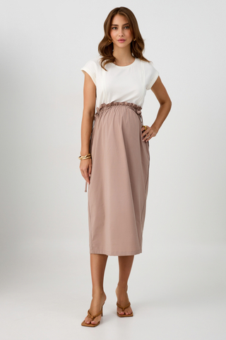 Платье для беременных и кормящих 16445 какао-экрю