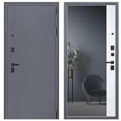 Купить Входная дверь Беркут букле графит ПВХ белый матовый с зеркалом