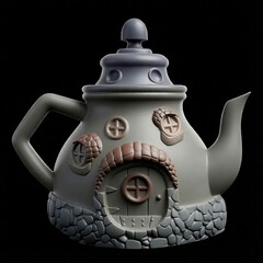 Силиконовый молд № 421 Домик чайник 2 D ( серия домики для гномов и фей)