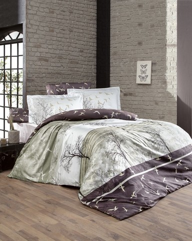 Комплект постельного белья DO&CO Сатин DELUX Семейный DOGA цвет коричневый
