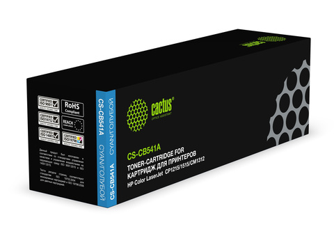 Картридж лазерный Cactus CS-CB541A CB541A голубой (1400стр.) для HP CLJ CP1215, 1515, CM1312