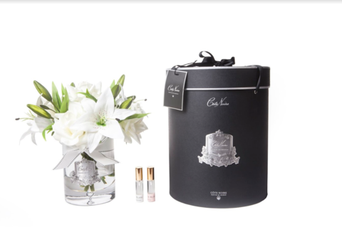Букет ароматизированный в прозрачной вазе и 2 спрея Cote Noire Roses&Lilies White