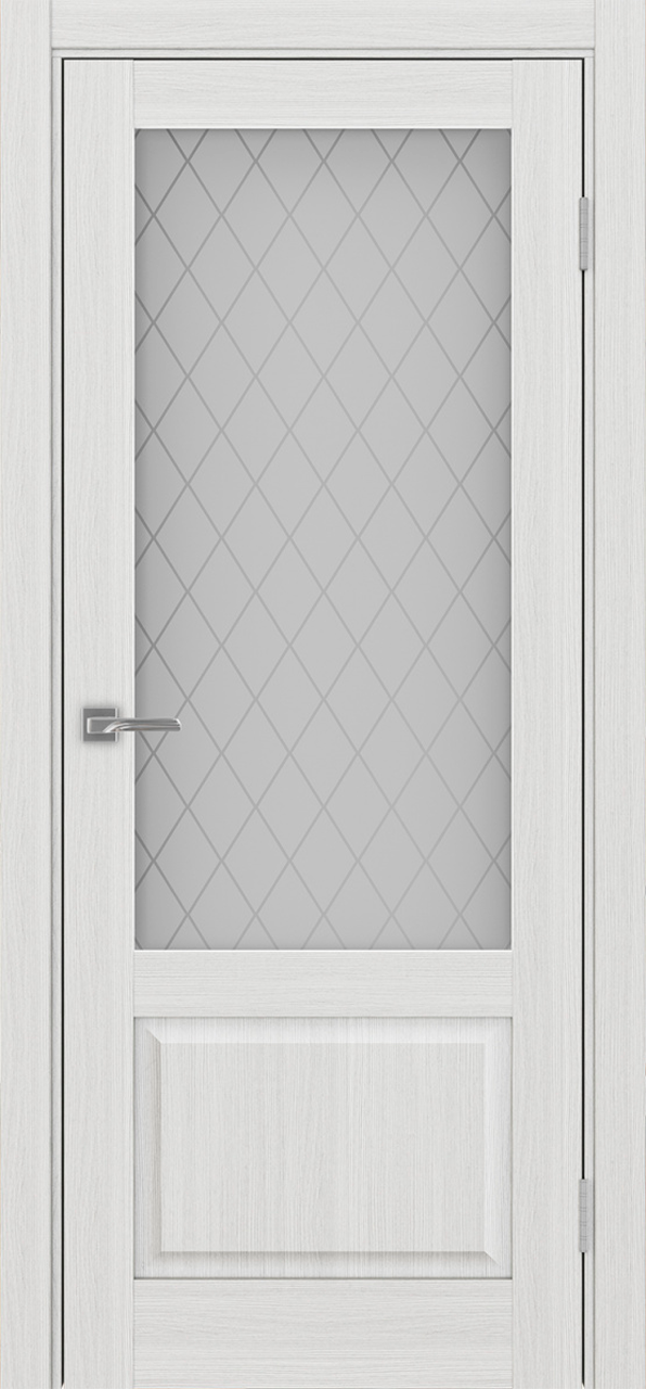 Дверь межкомнатная Оптима Порте Тоскана 640.21 ОФ3, цвет серебристый ясень, экошпон, стекло кристалл