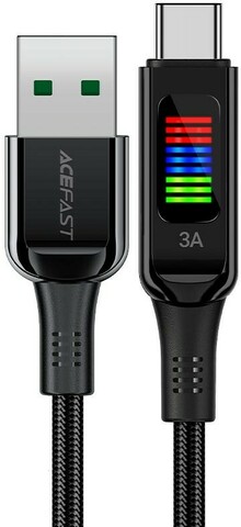 Кабель ACEFAST C7-04 USB-A to USB-C zinc alloy зарядный кабель с дисплеем, черный