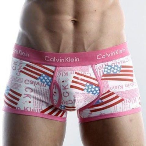 Мужские трусы боксеры розовые с американским флагом Calvin Klein print 365 Pink America