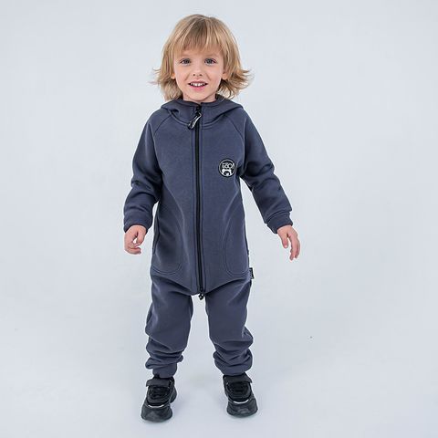 Warm hooded jumpsuit with pockets - Graphite