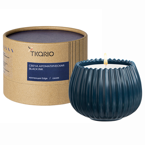Свеча ароматическая Tkano Edge Black Ink синяя 30ч