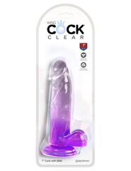 Фиолетовый фаллоимитатор с мошонкой на присоске 7’’ Cock with Balls - 20,3 см. - 