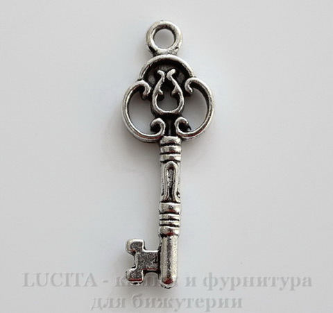 Подвеска "Ключик" (цвет - античное серебро) 28х10 мм
