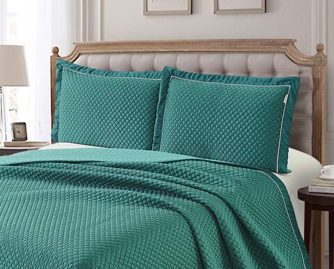 Покрывало 230x250 и 2 наволочки 50х70 Sofi De MarkO Молли зеленое