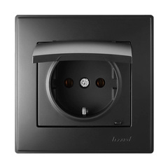 LESYA 705 4242 123 Розетка с/з с крыш. керам. черн. бархат матовый вставкой (10шт)120шт