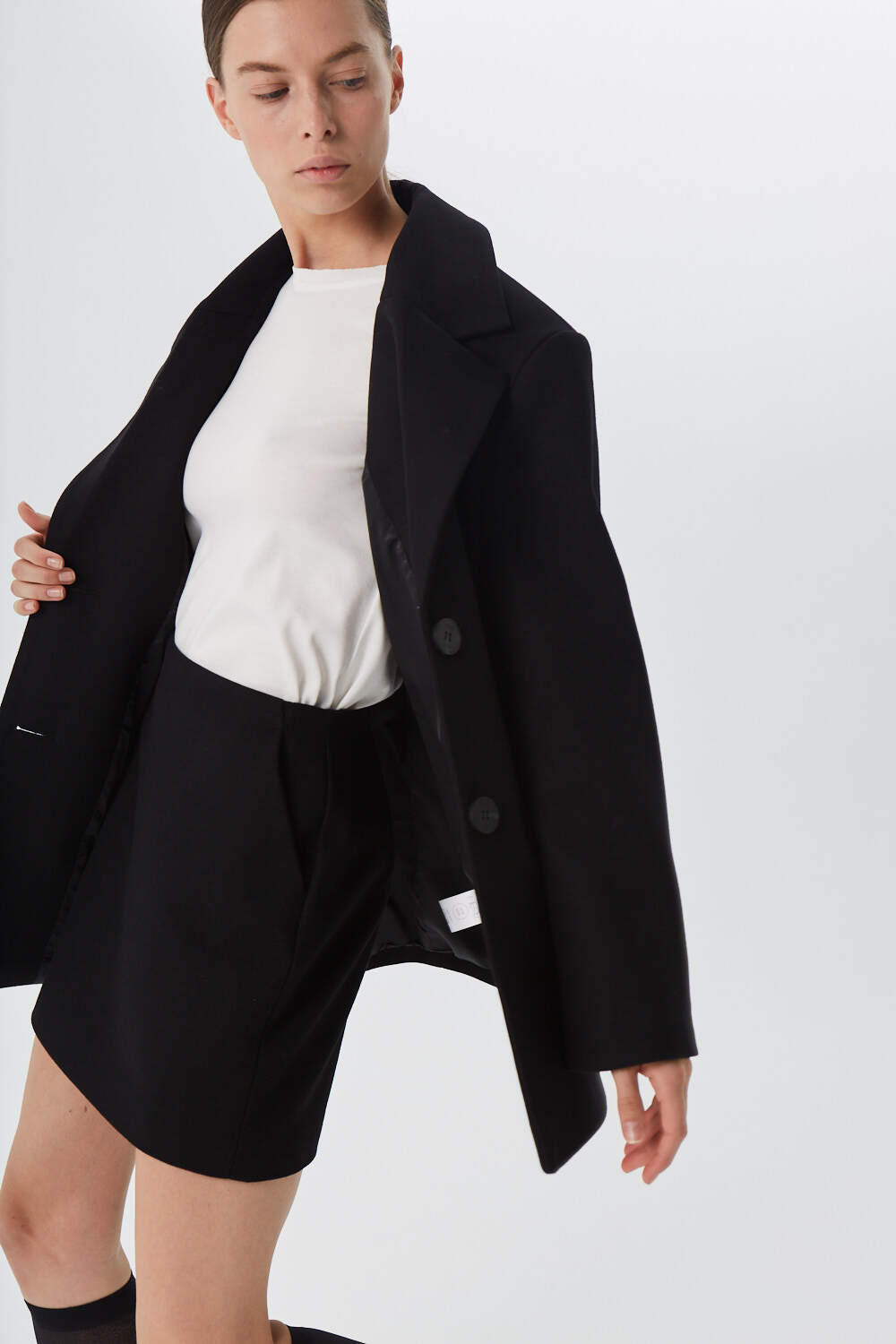Пальто-пиджак женское, шерсть, черный