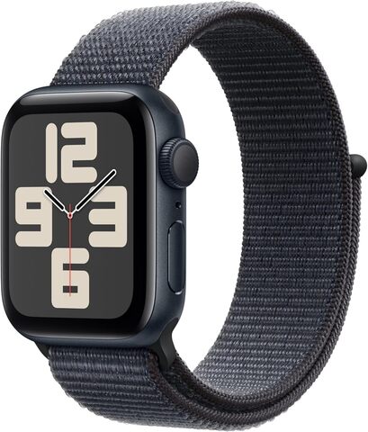 Умные часы Apple Watch SE 2024 40 мм из алюминия цвета «тёмная ночь», нейлоновый браслет темно-синего цвета