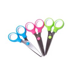 
          Ножницы детские, Alingar, 13 см, пластиковые ручки, закругленные концы, "Ярко", картонный стенд