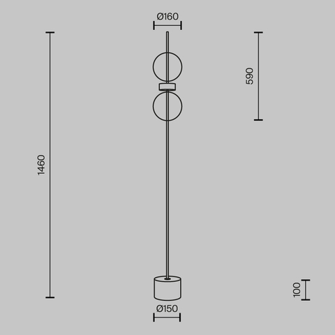 Торшер светодиодный Maytoni Double Moon MOD478FL-L15B3K