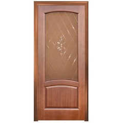 Межкомнатная дверь шпон Соло тёмный анегри со стеклом