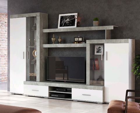 Гостиная Инстайл ЦС-02 бетон / белый