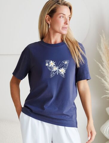 Футболка с принтом свободная эластичная из премиального хлопка  D49.136 (130818)