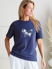 Футболка с принтом свободная эластичная из премиального хлопка  D49.136 (130818)