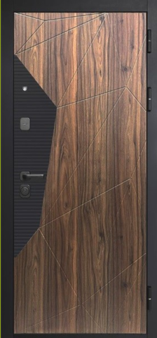 Теплая дверь входная Феррони 9 см Геометрия эмалит белый, 2 замка, 1,4 мм металл, (черный сатин/коньяк орех каньон+белый эмалит)