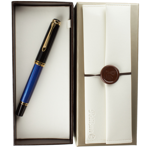 Ручка перьевая Pelikan Souverän® M 800 Black and Blue GT, F (995944)