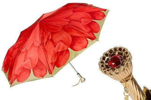 Зонт женский складной Pasotti - Red Dahlia Folding Umbrella, Италия.