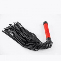 Плеть из натуральной кожи с атласной ручкой красная Romantic Arsenal